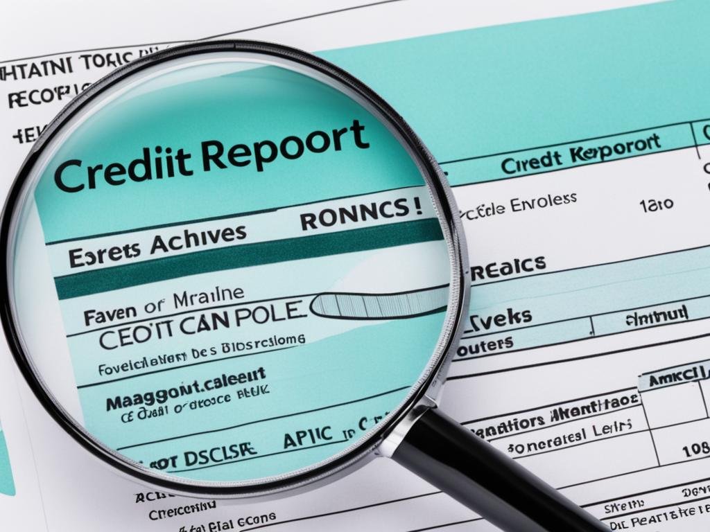 credit report and magnifying glass